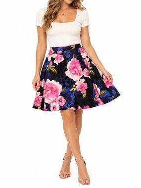 Bee Darlin Womens Printed Flared Skirt cottagecore romantic size 15w